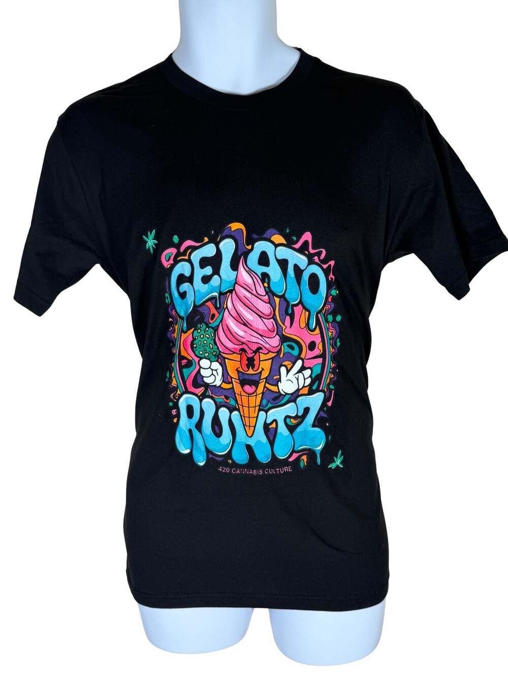 Gelato Runtz 420 Culture Black Tee in unisex Medium